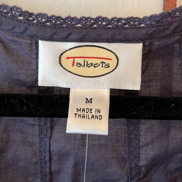 NWT Talbots Cotton Navy Boho Top in Medium - Picture 2 of 5